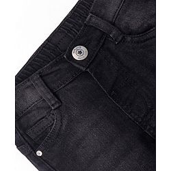 Babyhug Denim Full Length Washed Jeans With Stretch - Black