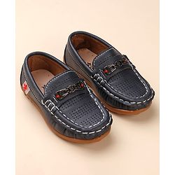 Cute Walk by Babyhug Formal & Partywear Slip On Shoes with Applique - Navy Blue