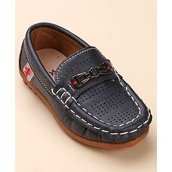 Cute Walk by Babyhug Formal & Partywear Slip On Shoes with Applique - Navy Blue