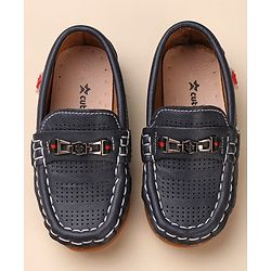 Cute Walk by Babyhug Formal & Partywear Slip On Shoes with Applique - Navy Blue