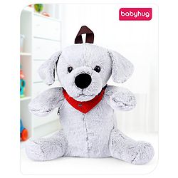 Babyhug Dog Shaped Soft Toy Bag Light Grey -  Height 15.3 Inches