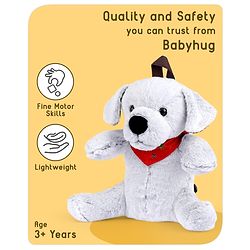 Babyhug Dog Shaped Soft Toy Bag Light Grey -  Height 15.3 Inches