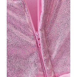 Babyhug Cap Sleeves Foil Printed Flared Party Frock - Pink & White