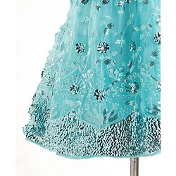 Babyhug Sleeveless Party Frock With Floral Applique & Sequine Detailing - Green
