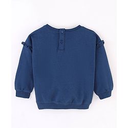 Babyhug Cotton Knit Full Sleeves Sweatshirt with Graphics Sequins & Frill Detailing - Navy Blue