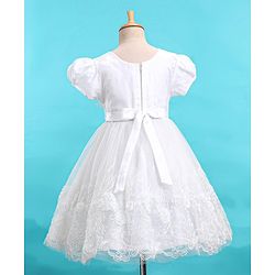 Babyhug Cap Sleeves Embroidered  Party Frock - Off White