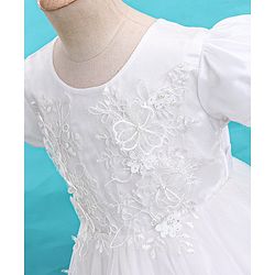 Babyhug Cap Sleeves Embroidered  Party Frock - Off White