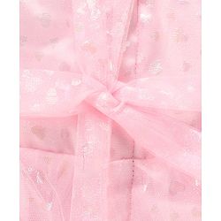 Babyhug Woven Sleeveless Party Dress with Headband & Booties Floral Applique Mesh Detailing - Pink