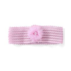Babyhug Woven Sleeveless Party Dress with Headband & Booties Floral Applique Mesh Detailing - Pink
