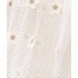 Babyhug Cap Sleeves Floral 3 D Applique Party Frock - White