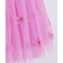 Babyhug Woven Half Sleeves Party Frock with Floral Applique - Lavender