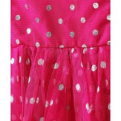 Babyhug Sleeveless Party Frock Polka Dots Foil Printed - Pink
