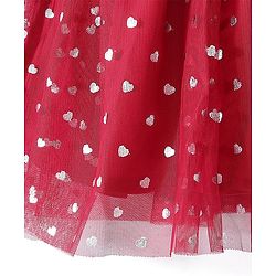 Babyhug Sleeveless Frock with Polka Dots Foil Print - Red