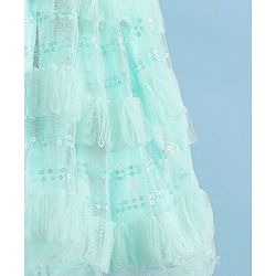 Babyhug Cap Sleeves Party Frock with Sequinned Detailing & Bow Applique - Blue