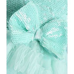 Babyhug Cap Sleeves Party Frock with Sequinned Detailing & Bow Applique - Blue