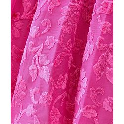 Babyhug Full Sleeves Textured Fabric Party Frock with Bow Applique  - Fuchsia
