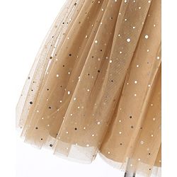Babyhug Woven Sleeveless Party Frock With All Over Stick Ons - Beige