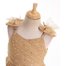 Babyhug Sleeveless Party Frock With Dots Print - Beige