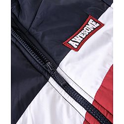 Babyhug Full Sleeves Padded & Hooded Jacket Striped- Navy Blue
