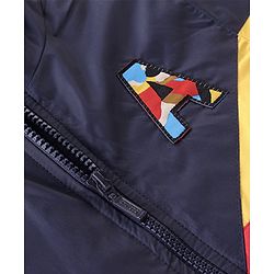 Babyhug Full Sleeves Padded & Hooded Jacket Color Block- Red & Navy