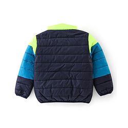 Babyhug Woven Full Sleeves Hooded Jacket Basket Ball Print - Blue & Green
