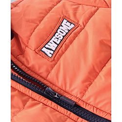 Babyhug Full Sleeves Padded & Hooded Jacket With Text Embroidery- Orange