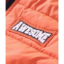 Babyhug Full Sleeves Padded & Hooded Jacket With Text Embroidery- Orange