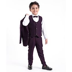 Babyhug Cotton Full Sleeves Party Wear Stretch Fit Suit With Blazer Solid - Purple