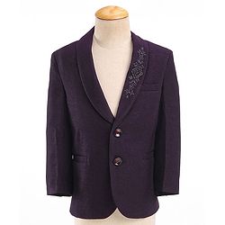 Babyhug Cotton Full Sleeves Party Wear Stretch Fit Suit With Blazer Solid - Purple
