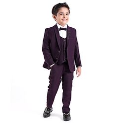 Babyhug Cotton Full Sleeves Party Wear Stretch Fit Suit With Blazer Solid - Purple