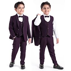 Babyhug Cotton Full Sleeves Party Wear Stretch Fit Suit With Blazer Solid - Purple