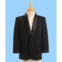 Babyhug Stretch Fit Full Sleeves Party Suit Solid Color - Black