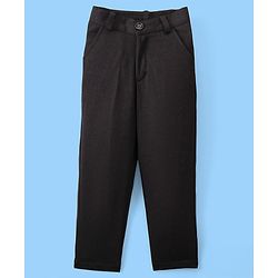 Babyhug Stretch Fit Full Sleeves Party Suit Solid Color - Black