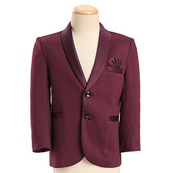 Babyhug Knit Full Sleeves 5 Piece Stretch Fit Solid Colour Party Wear Suit - Maroon