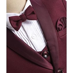 Babyhug Knit Full Sleeves 5 Piece Stretch Fit Solid Colour Party Wear Suit - Maroon