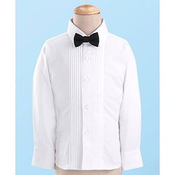 Babyhug Woven Full Sleeves Solid Party Suit with Waist Coat & Bow Tie - Black