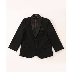 Babyhug Woven Full Sleeves Solid Party Suit with Waist Coat & Bow Tie - Black