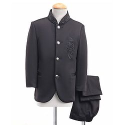Babyhug Full Sleeves Bandh Gala Party Wear Suit With Sequin Embroidered - Black