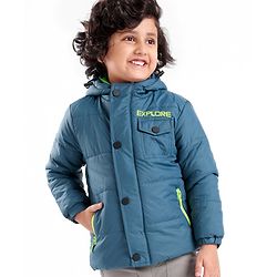 Babyhug Full Sleeves Hoodie Text Print - Blue