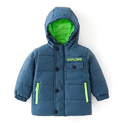 Babyhug Full Sleeves Hoodie Text Print - Blue