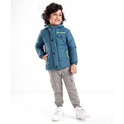 Babyhug Full Sleeves Hoodie Text Print - Blue