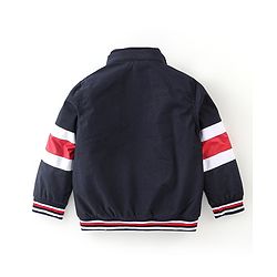 Babyhug Full Sleeves Hoodies With Colour Block & Text Print -Navy Blue