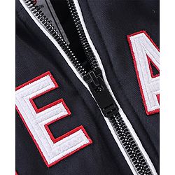 Babyhug Full Sleeves Hoodies With Colour Block & Text Print -Navy Blue