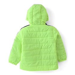 Babyhug Full Sleeves Hooded Jacket With Text Print - Green