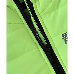 Babyhug Full Sleeves Hooded Jacket With Text Print - Green