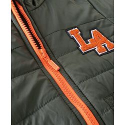 Babyhug Full Sleeves Padded & Hooded Jacket With Text Embroidery- Olive