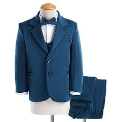 Babyhug Full Sleeves 4 Pieces Party Suit With Bow - Dark Blue