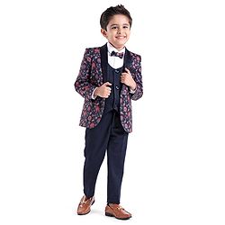 Babyhug Cotton Full Sleeves Party Wear Stretch Fit Suit With Blazer Solid - Blue