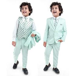 Babyhug Full Sleeves Classic Stretch Fit Party Suit Bow - Mint