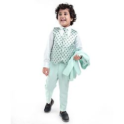 Babyhug Full Sleeves Classic Stretch Fit Party Suit Bow - Mint